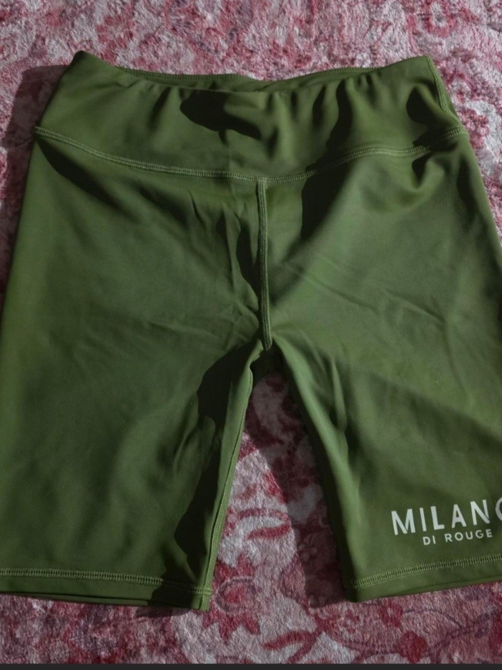 Milano Di Rouge Olive Green Women's Bike Shorts with Leg Logo